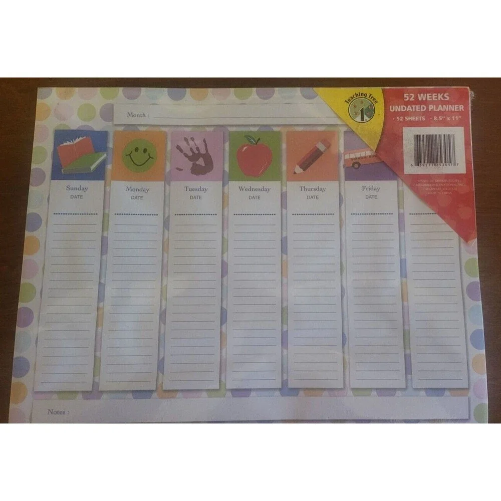 Weekly Undated 8.5x11 Planner Tear Away Sheet 52 Sheet / New
